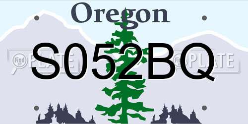 S052BQ Oregon License Plate