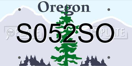 S052SO Oregon License Plate