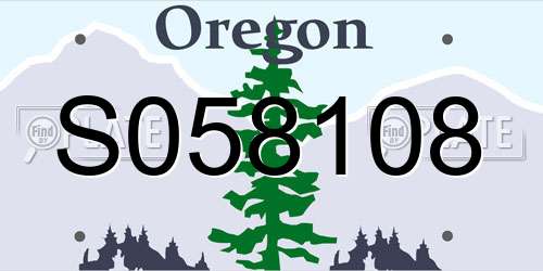 S058108 Oregon License Plate