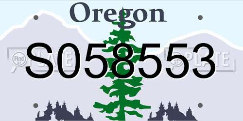 S058553 Oregon License Plate