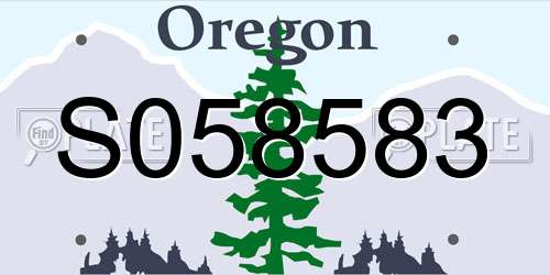 S058583 Oregon License Plate