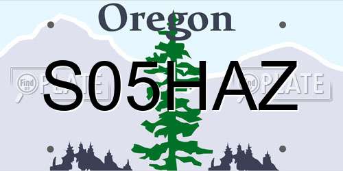 S05HAZ Oregon License Plate