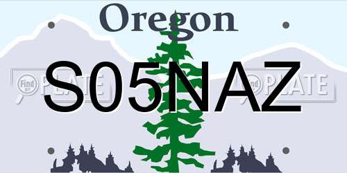S05NAZ Oregon License Plate