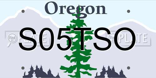 S05TSO Oregon License Plate