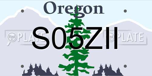 S05ZII Oregon License Plate