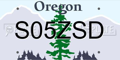 S05ZSD Oregon License Plate