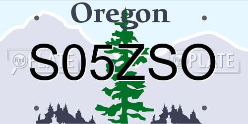 S05ZSO Oregon License Plate