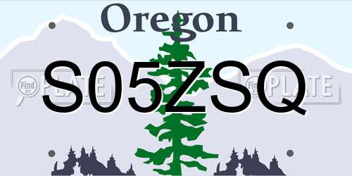 S05ZSQ Oregon License Plate
