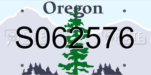 S062576 Oregon License Plate