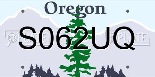 S062UQ Oregon License Plate