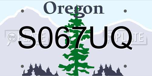S067UQ Oregon License Plate
