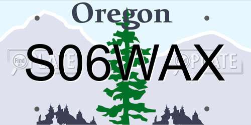 S06WAX Oregon License Plate