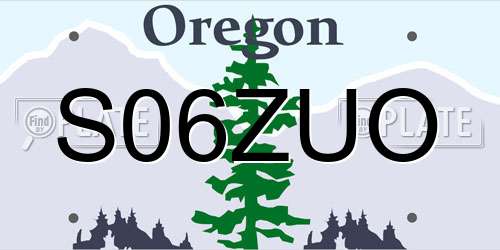 S06ZUO Oregon License Plate