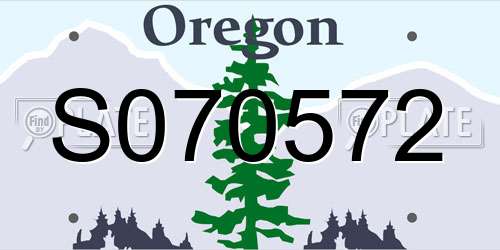 S070572 Oregon License Plate