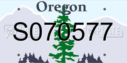 S070577 Oregon License Plate