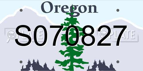 S070827 Oregon License Plate