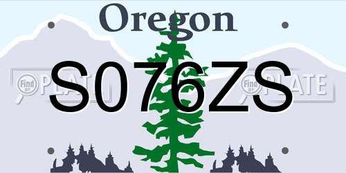 S076ZS Oregon License Plate
