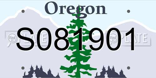 S081901 Oregon License Plate