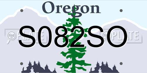 S082SO Oregon License Plate