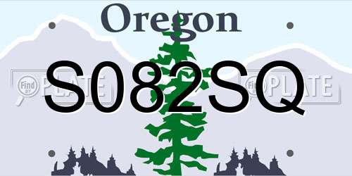 S082SQ Oregon License Plate