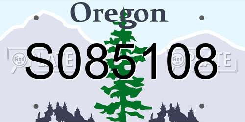 S085108 Oregon License Plate