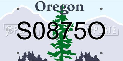 S0875O Oregon License Plate