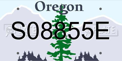 S08855E Oregon License Plate