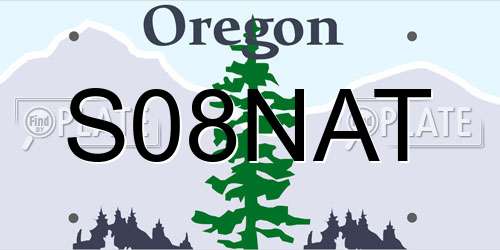 S08NAT Oregon License Plate