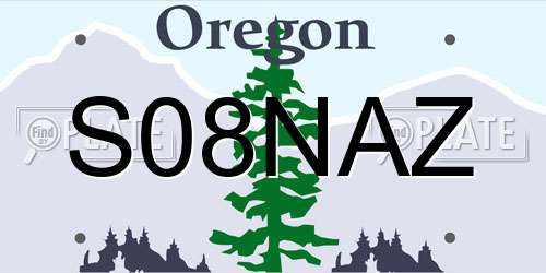 S08NAZ Oregon License Plate