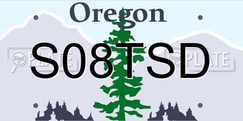 S08TSD Oregon License Plate