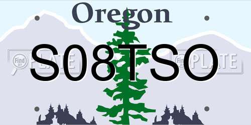 S08TSO Oregon License Plate