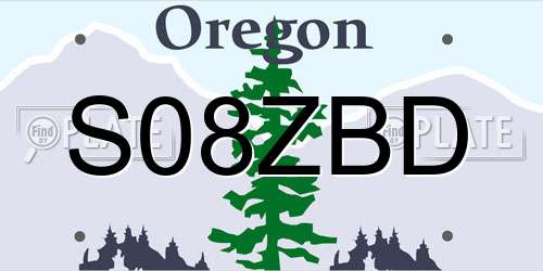 S08ZBD Oregon License Plate