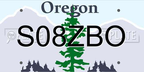 S08ZBO Oregon License Plate