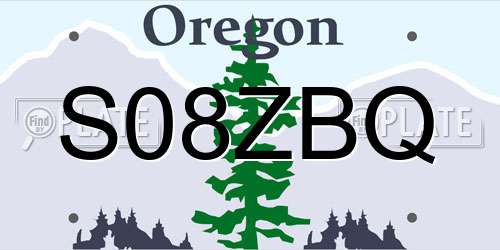 S08ZBQ Oregon License Plate