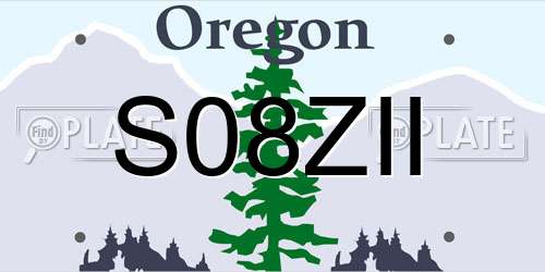 S08ZII Oregon License Plate