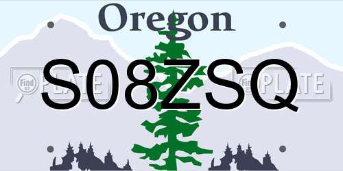 S08ZSQ Oregon License Plate