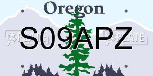 S09APZ Oregon License Plate