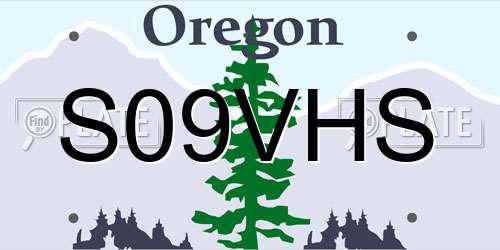 S09VHS Oregon License Plate