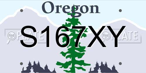 S167XY Oregon License Plate