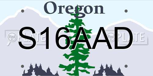 S16AAD Oregon License Plate