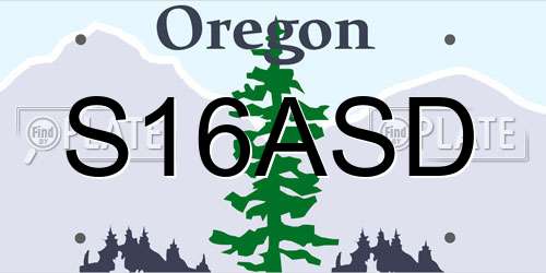 S16ASD Oregon License Plate
