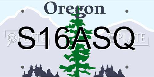 S16ASQ Oregon License Plate