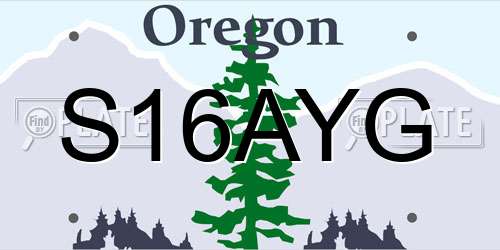 S16AYG Oregon License Plate
