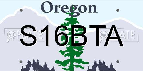 S16BTA Oregon License Plate