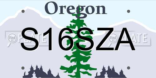 S16SZA Oregon License Plate