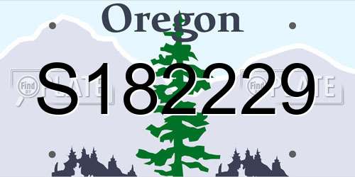 S182229 Oregon License Plate