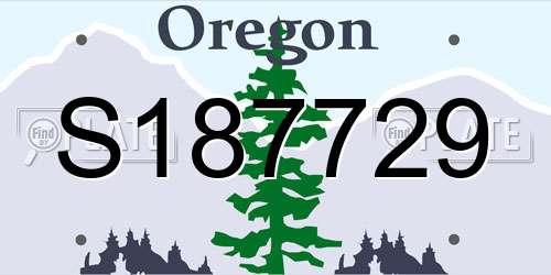 S187729 Oregon License Plate