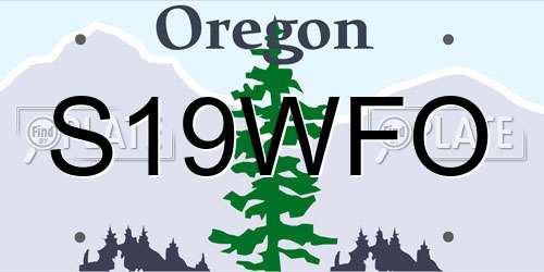 S19WFO Oregon License Plate