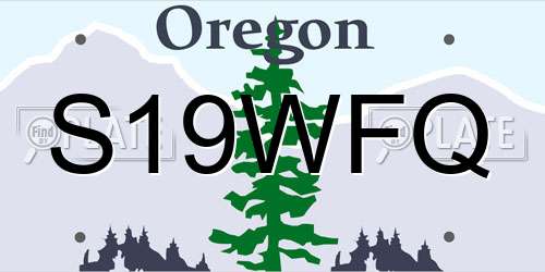 S19WFQ Oregon License Plate
