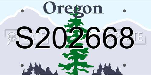 S202668 Oregon License Plate